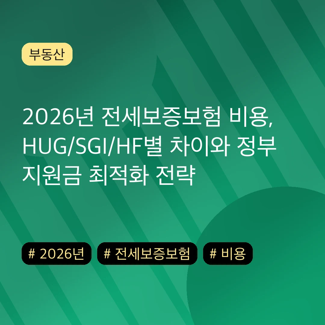 2026년 전세보증보험 비용, HUG/SGI/HF별 차이와 정부 지원금 최적화 전략