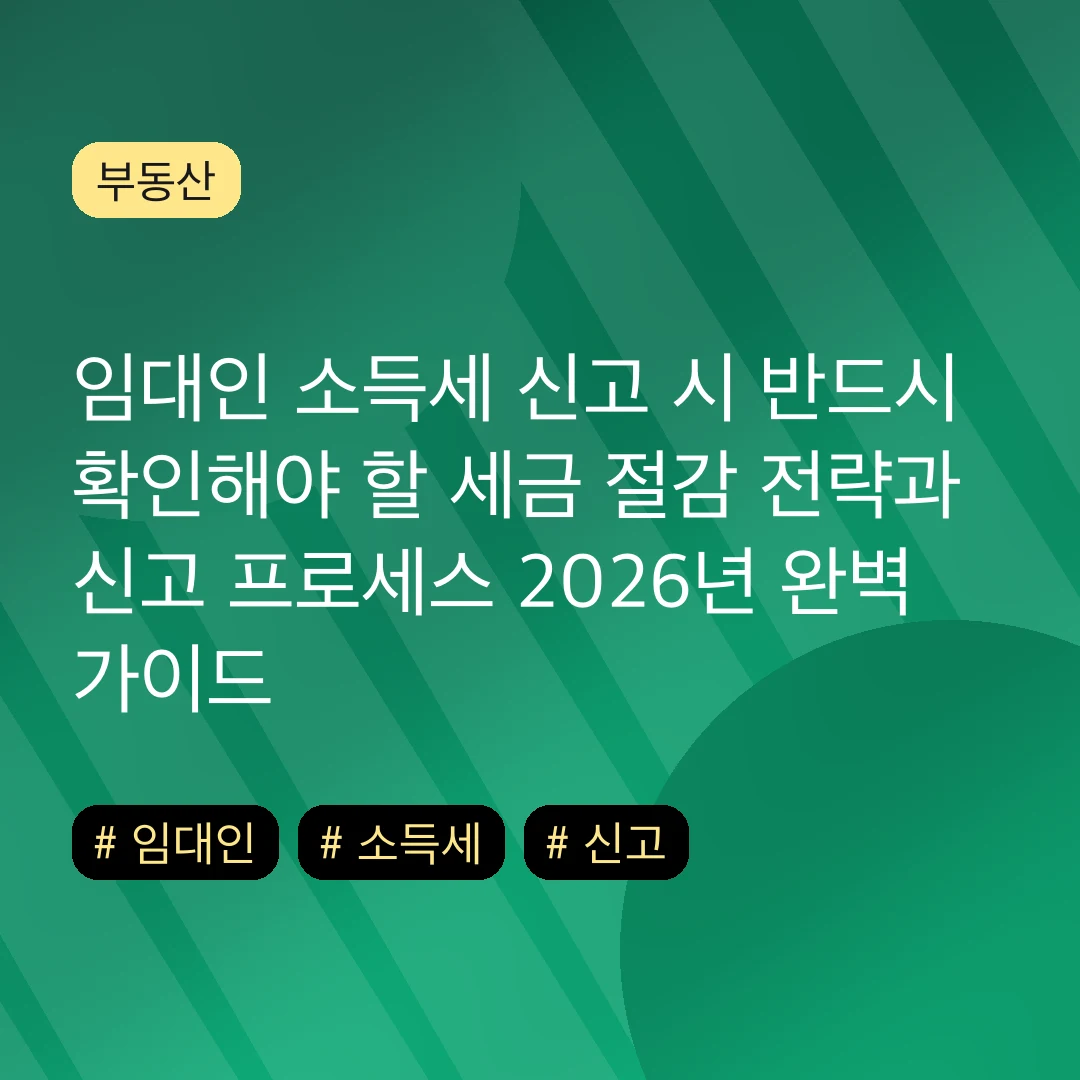 임대인 소득세 신고 시 반드시 확인해야 할 세금 절감 전략과 신고 프로세스 2026년 완벽 가이드